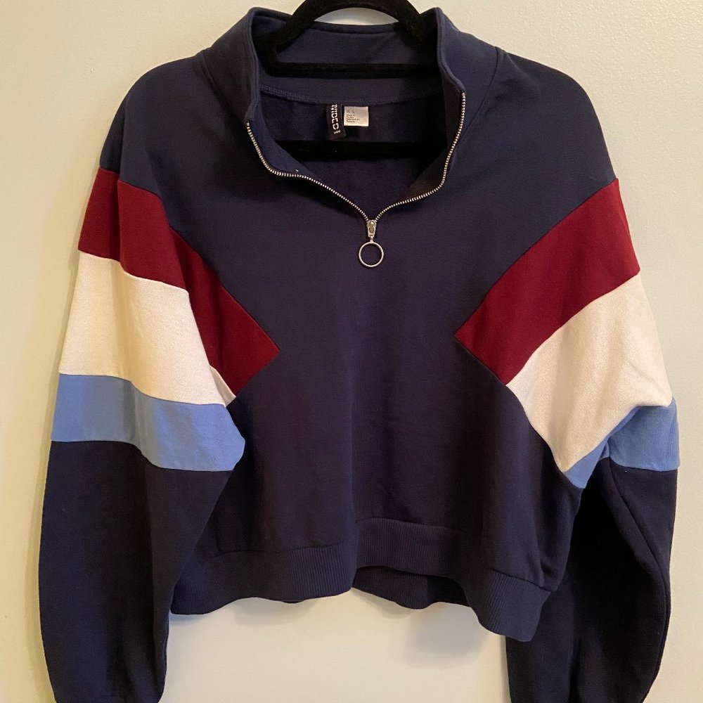 H&M Color-block Quarter-zip sweatshirt
